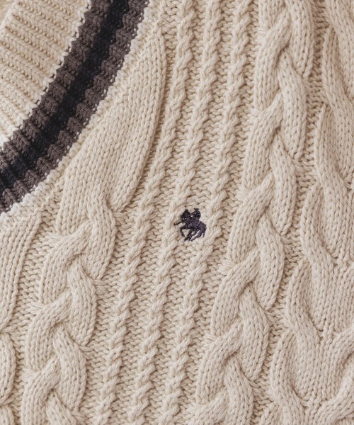 POLO BCS（ポロ ビーシーエス）の「【POLO BCS/ポロ・ビーシーエス】別注/チルデンニットプルオーバー（ニット/セーター・レディース・グレー系その他/オフホワイト/ブラウン・FREE）」の10枚目の写真