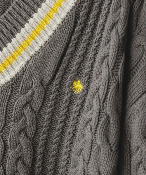 POLO BCS（ポロ ビーシーエス）の「【POLO BCS/ポロ・ビーシーエス】別注/チルデンニットプルオーバー（ニット/セーター・レディース・グレー系その他/オフホワイト/ブラウン・FREE）」の11枚目の写真