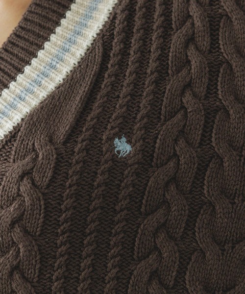POLO BCS（ポロ ビーシーエス）の「【POLO BCS/ポロ・ビーシーエス】別注/チルデンニットプルオーバー（ニット/セーター・レディース・グレー系その他/オフホワイト/ブラウン・FREE）」の12枚目の写真