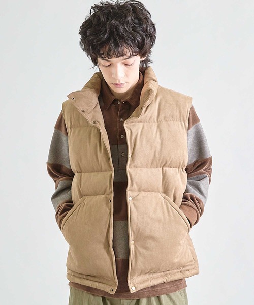 UNION STATION（ユニオンステーション）の「フェイクスウェード 中綿ベスト（ダウンベスト・メンズ・ブラック/ベージュ・M/L）」の2枚目の写真