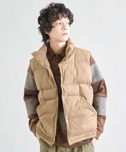 UNION STATION（ユニオンステーション）の「フェイクスウェード 中綿ベスト（ダウンベスト・メンズ・ブラック/ベージュ・M/L）」の4枚目の写真