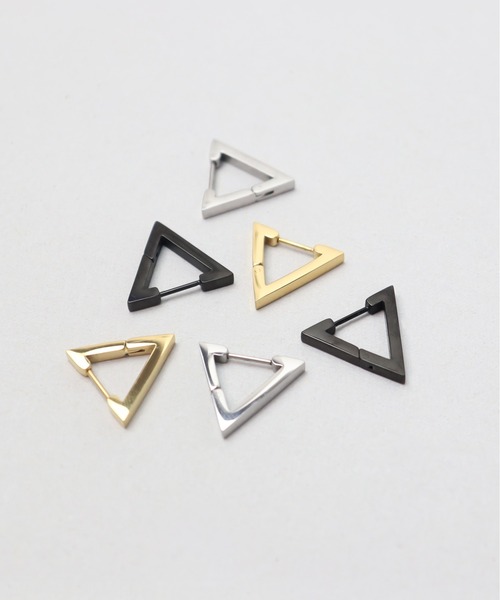 ieLS（イエルズ）の「金属アレルギー対応「ieLS」ステンレス　トライアングルフープピアス（ピアス（両耳用）・メンズ・ブラック/シルバー/ゴールド・ONE SIZE）」の10枚目の写真