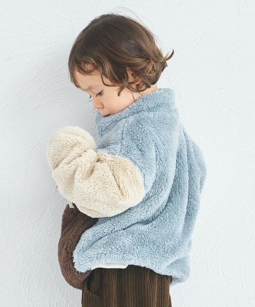 pairmanon（ペアマノン）の「【ましゅまろボア】洗える/軽い/ふんわり ユニセックス 配色ボアフリースブルゾン（ブルゾン・キッズ・ベージュ系その他/ブルー系その他/その他/ピンク系その他・100/110/120/130/140/150/90）」の10枚目の写真