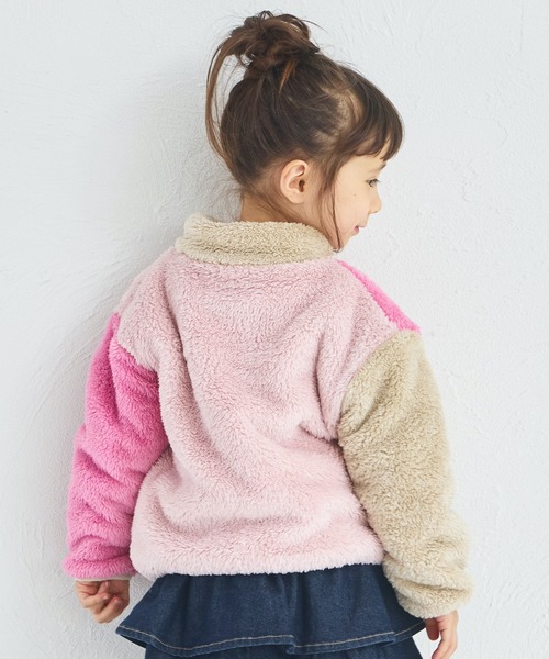 pairmanon（ペアマノン）の「【ましゅまろボア】洗える/軽い/ふんわり ユニセックス 配色ボアフリースブルゾン（ブルゾン・キッズ・ベージュ系その他/ブルー系その他/その他/ピンク系その他・100/110/120/130/140/150/90）」の12枚目の写真