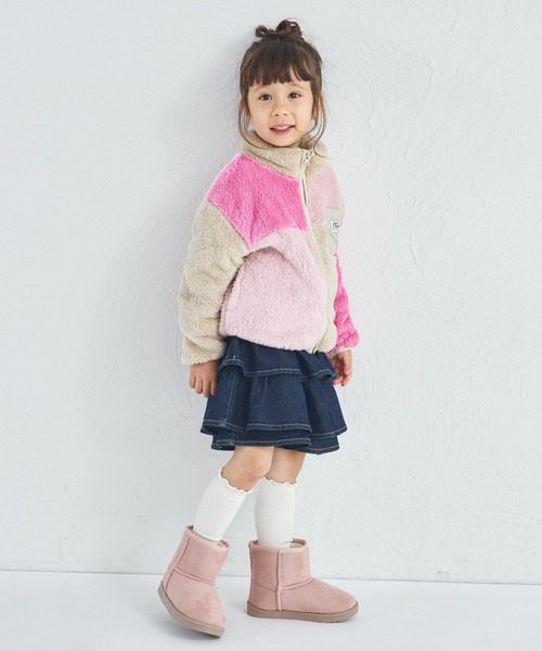 pairmanon（ペアマノン）の「【ましゅまろボア】洗える/軽い/ふんわり ユニセックス 配色ボアフリースブルゾン（ブルゾン・キッズ・ベージュ系その他/ブルー系その他/その他/ピンク系その他・100/110/120/130/140/150/90）」の13枚目の写真