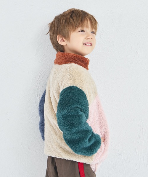 pairmanon（ペアマノン）の「【ましゅまろボア】洗える/軽い/ふんわり ユニセックス 配色ボアフリースブルゾン（ブルゾン・キッズ・ベージュ系その他/ブルー系その他/その他/ピンク系その他・100/110/120/130/140/150/90）」の16枚目の写真