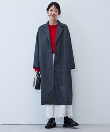 Live in comfort（リブインコンフォート）の「リブ　イン　コンフォート　長く愛せる　ウール混素材の上品ロングコート〈チャコールグレー〉（チェスターコート）」