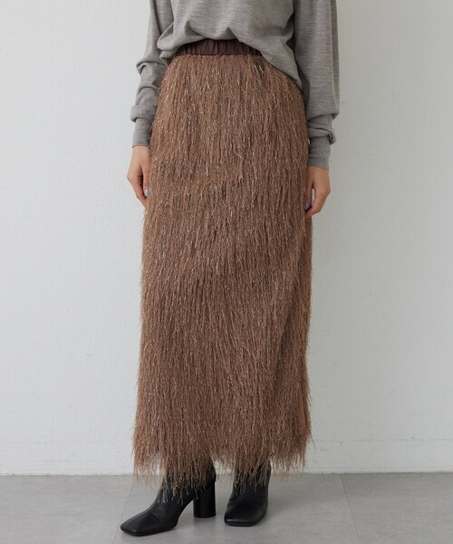 THE PAUSE（ザ ポーズ）の「【THE PAUSE】ラメフリンジスカート（スカート・レディース・アイボリー/ブラウン・FREE）」の2枚目の写真