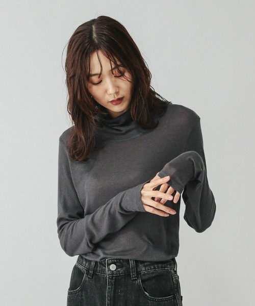 ミナペルホネン licorice ハイネックカットソー 長袖 ニット 黒 mina perhonen ミナペルホネン look カットソー トップス ミナ