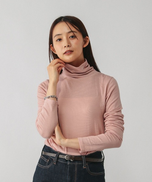 GLOBAL WORK（グローバルワーク）の「Fffit エフィット/温度調節ストレッチハイネックTシャツ長袖/580816（Tシャツ/カットソー・レディース・ブラウン系その他6/チャコールグレー/オフホワイト/ピンク系その他6/ホワイト/ブラック・X-LARGE/SMALL/LARGE/MEDIUM）」の6枚目の写真