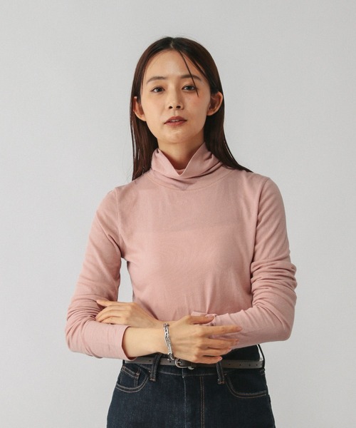 GLOBAL WORK（グローバルワーク）の「Fffit エフィット/温度調節ストレッチハイネックTシャツ長袖/580816（Tシャツ/カットソー・レディース・ブラウン系その他6/チャコールグレー/オフホワイト/ピンク系その他6/ホワイト/ブラック・X-LARGE/SMALL/LARGE/MEDIUM）」の9枚目の写真