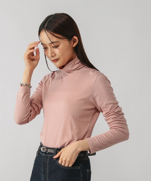 GLOBAL WORK（グローバルワーク）の「Fffit エフィット/温度調節ストレッチハイネックTシャツ長袖/580816（Tシャツ/カットソー・レディース・ブラウン系その他6/チャコールグレー/オフホワイト/ピンク系その他6/ホワイト/ブラック・X-LARGE/SMALL/LARGE/MEDIUM）」の8枚目の写真