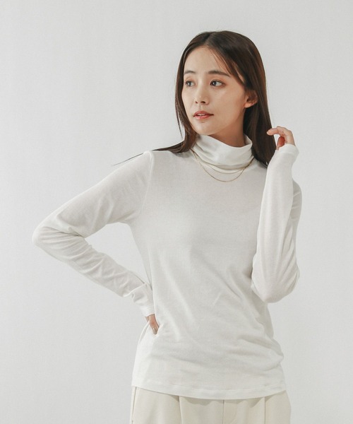 GLOBAL WORK（グローバルワーク）の「Fffit エフィット/温度調節ストレッチハイネックTシャツ長袖/580816（Tシャツ/カットソー・レディース・ブラウン系その他6/チャコールグレー/オフホワイト/ピンク系その他6/ホワイト/ブラック・X-LARGE/SMALL/LARGE/MEDIUM）」の22枚目の写真