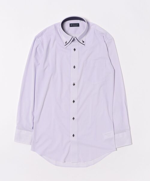 TOKYO SHIRTS(トウキョウシャツ)の「形態安定ノンアイロン ボタンダウン 長袖ストレッチビジネスワイシャツ(ビジネスシャツ・メンズ・パープル・首回り39cm-裄丈80cm/首回り39cm-裄丈84cm/首回り41cm-裄丈82cm/首回り41cm-裄丈86cm/首回り42cm-裄丈82cm/首回り42cm-裄丈86cm/首回り43cm-裄丈82cm/首回り43cm-裄丈86cm/首回り37cm-裄丈80cm)」の6枚目の写真