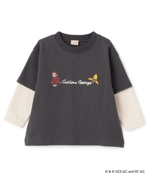 petit main（プティマイン）の「【おさるのジョージ】重ね着長袖トレーナー（スウェット・キッズ・ブルーグリーン/チャコール/ホワイト系その他・130cm/110cm/120cm/100cm/80ｃｍ/90cm）」の3枚目の写真