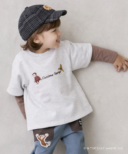 petit main（プティマイン）の「【おさるのジョージ】重ね着長袖トレーナー（スウェット・キッズ・ブルーグリーン/チャコール/ホワイト系その他・130cm/110cm/120cm/100cm/80ｃｍ/90cm）」の6枚目の写真