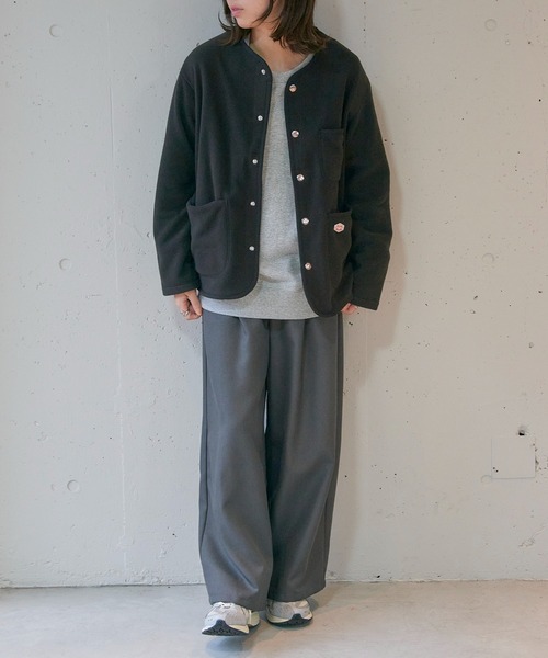 Vincent et Mireille（バンソンエミレイユ）の「【Vincent et Mireille】FLEECE CARDIGAN（カーディガン/ボレロ・レディース・ブラック/ベージュ・36）」の8枚目の写真