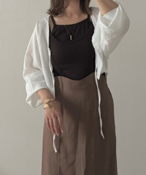 Belle Cie(ベルシー)の「ゆるかわリボン結びショート丈ボレロカーディガン(カーディガン/ボレロ・レディース・ブラック/グレー/ホワイト・FREE)」の5枚目の写真