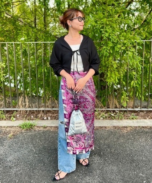 Belle Cie(ベルシー)の「ゆるかわリボン結びショート丈ボレロカーディガン(カーディガン/ボレロ・レディース・ブラック/グレー/ホワイト・FREE)」の15枚目の写真