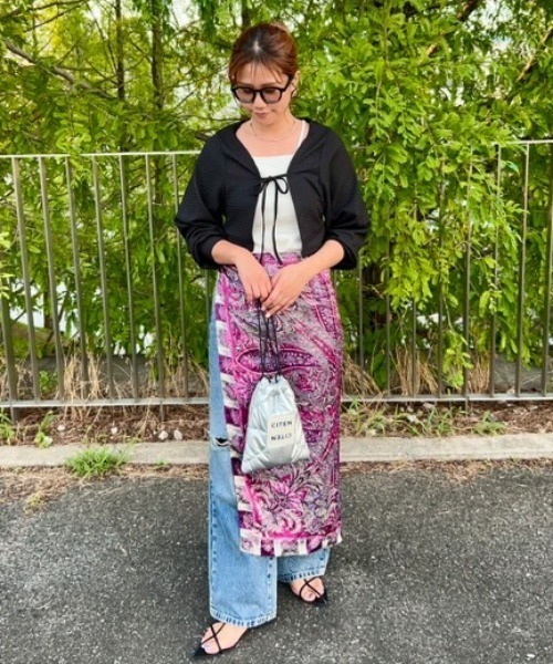 Belle Cie(ベルシー)の「ゆるかわリボン結びショート丈ボレロカーディガン(カーディガン/ボレロ・レディース・ブラック/グレー/ホワイト・FREE)」の14枚目の写真