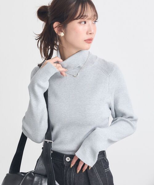 earth music&ecology(アースミュージックアンドエコロジー)の「レンチング(TM)エコヴェロ(TM)(リブタートル)(ニット/セーター・レディース・レッド/ブラウン/ブラック/アイボリー/グレー/その他7・S/M)」の4枚目の写真