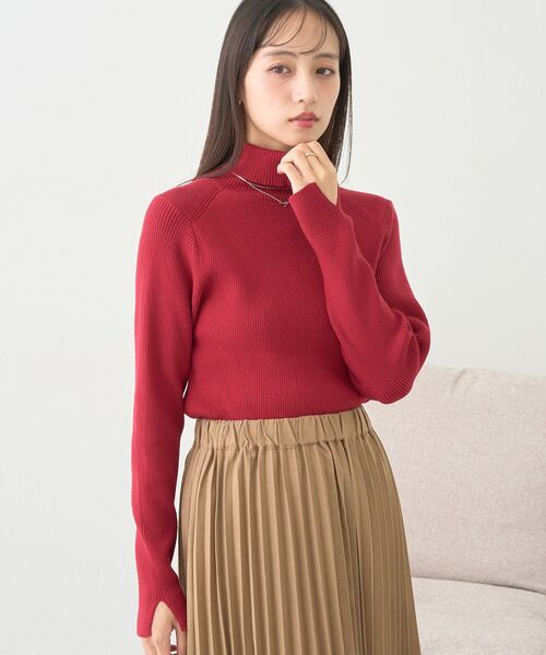 earth music&ecology(アースミュージックアンドエコロジー)の「レンチング(TM)エコヴェロ(TM)(リブタートル)(ニット/セーター・レディース・レッド/ブラウン/ブラック/アイボリー/グレー/その他7・S/M)」の5枚目の写真