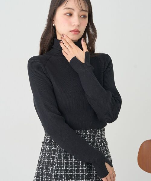 earth music&ecology(アースミュージックアンドエコロジー)の「レンチング(TM)エコヴェロ(TM)(リブタートル)(ニット/セーター・レディース・レッド/ブラウン/ブラック/アイボリー/グレー/その他7・S/M)」の3枚目の写真