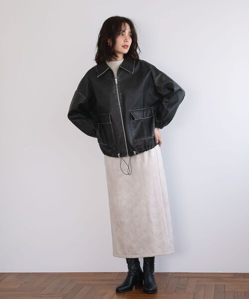 ELENCARE DUE（エレンカーレデュエ）の「・ELENCARE DUE 合成皮革ブルゾン（ブルゾン・レディース・ブラック/ブラウン/ボルドー・FREE）」の5枚目の写真