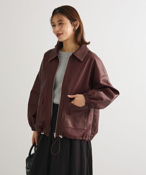 ELENCARE DUE（エレンカーレデュエ）の「・ELENCARE DUE 合成皮革ブルゾン（ブルゾン・レディース・ブラック/ブラウン/ボルドー・FREE）」の15枚目の写真