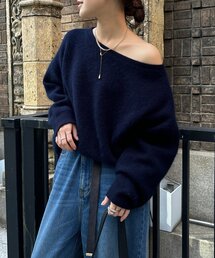DouDou | ファーウールボートネックプルオーバー(ニット/セーター)