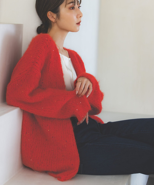 COUTURE D'ADAM/クチュールドアダム Sequin Fluffy Knit カーディガン