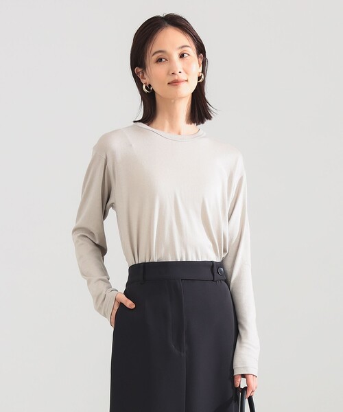 Demi-Luxe BEAMS(デミルクス ビームス)の「【7/24値下げ】SLOANE / 天竺 クルーネック ロングスリーブ Tシャツ(Tシャツ/カットソー・レディース・ブラック/オフホワイト/ブラック系その他3・1/2)」の3枚目の写真
