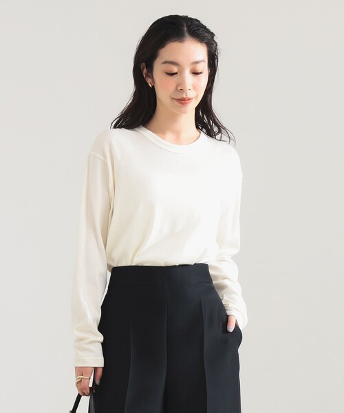 Demi-Luxe BEAMS(デミルクス ビームス)の「【7/24値下げ】SLOANE / 天竺 クルーネック ロングスリーブ Tシャツ(Tシャツ/カットソー・レディース・ブラック/オフホワイト/ブラック系その他3・1/2)」の7枚目の写真