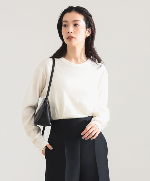 Demi-Luxe BEAMS(デミルクス ビームス)の「【7/24値下げ】SLOANE / 天竺 クルーネック ロングスリーブ Tシャツ(Tシャツ/カットソー・レディース・ブラック/オフホワイト/ブラック系その他3・1/2)」の8枚目の写真