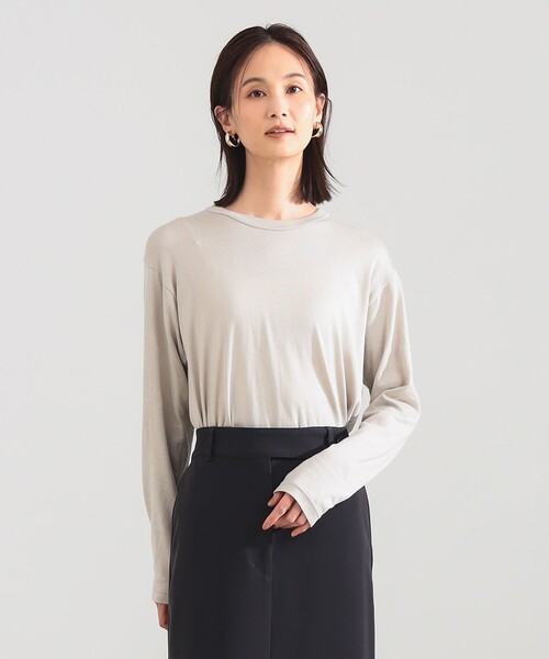 Demi-Luxe BEAMS(デミルクス ビームス)の「【7/24値下げ】SLOANE / 天竺 クルーネック ロングスリーブ Tシャツ(Tシャツ/カットソー・レディース・ブラック/オフホワイト/ブラック系その他3・1/2)」の13枚目の写真
