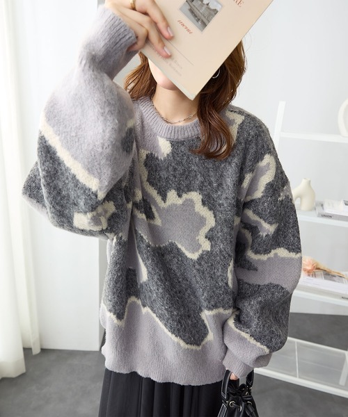 ReDial(リダイアル)の「アブストラクトジャカードニット(ニット/セーター・レディース・グレー/モカ・M/L/LL/3L)」の15枚目の写真