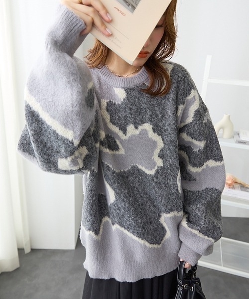 ReDial(リダイアル)の「アブストラクトジャカードニット(ニット/セーター・レディース・グレー/モカ・M/L/LL/3L)」の17枚目の写真