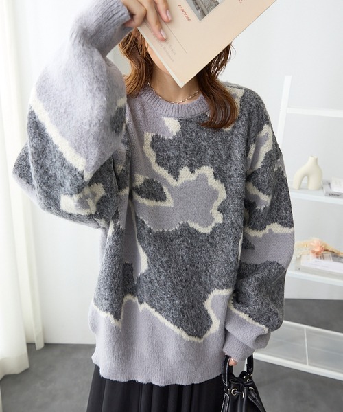 ReDial(リダイアル)の「アブストラクトジャカードニット(ニット/セーター・レディース・グレー/モカ・M/L/LL/3L)」の18枚目の写真