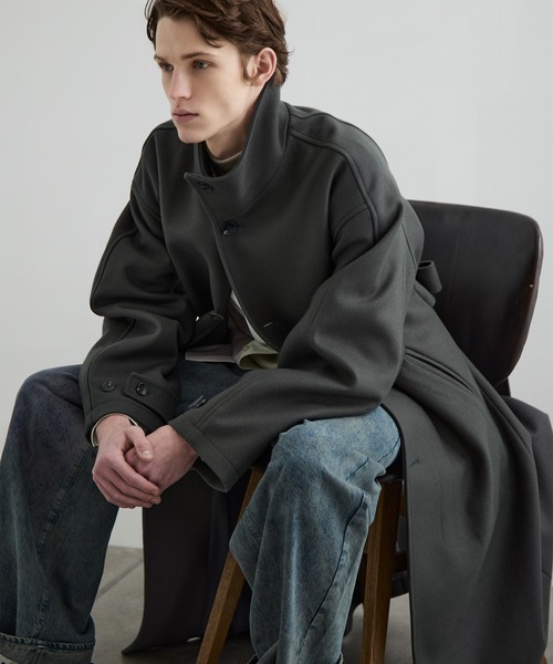 Super140s マルチウェイ メルトンオーバーサイズスタンドコート