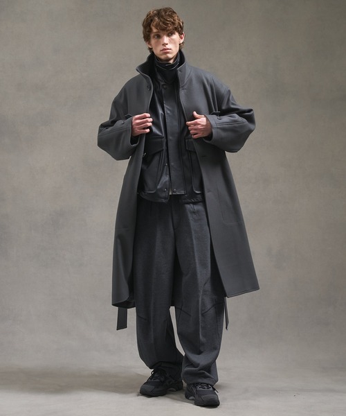 Super140s マルチウェイ メルトンオーバーサイズスタンドコート