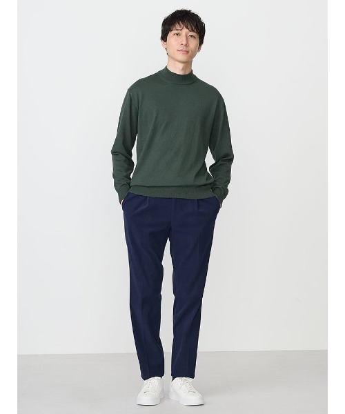 Perfect Suit FActory（パーフェクトスーツファクトリー）の「コットン×カシミヤ　モックネックニット　ブラウン/グリーン/ネイビー（ニット/セーター・メンズ・ネイビー/ダークブラウン/グリーン・M/L/LL）」の17枚目の写真