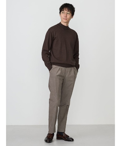 Perfect Suit FActory（パーフェクトスーツファクトリー）の「コットン×カシミヤ　モックネックニット　ブラウン/グリーン/ネイビー（ニット/セーター・メンズ・ネイビー/ダークブラウン/グリーン・M/L/LL）」の5枚目の写真