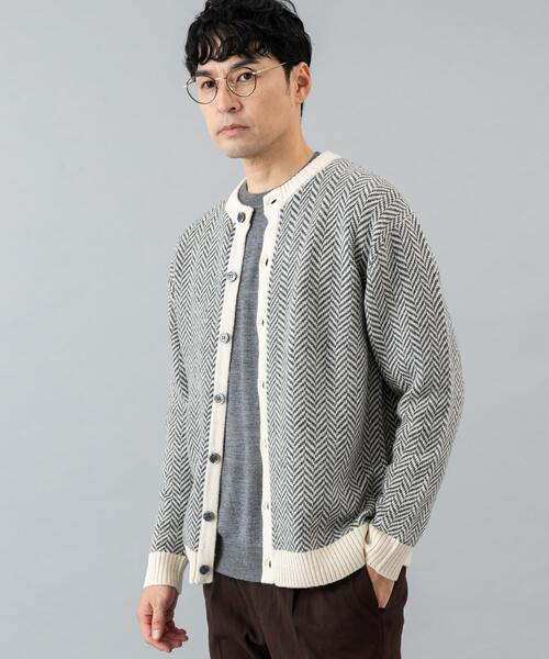 URBAN RESEARCH ROSSO MEN(アーバンリサーチロッソメン)の「『XLサイズあり』ヘリンボーン柄クルーニットカーディガン(カーディガン/ボレロ・メンズ・ネイビー/グレー/アイボリー/ブラック・SMALL/MEDIUM/LARGE/X-LARGE)」の6枚目の写真
