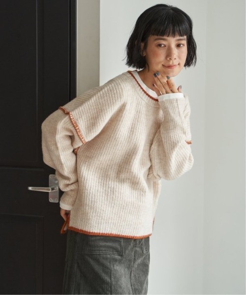 LBC（エルビーシー）の「ステッチ配色畦ラインニットプルオーバー（ニット/セーター・レディース・ピンク/ミント/オフホワイト/グレー・M/L）」の2枚目の写真