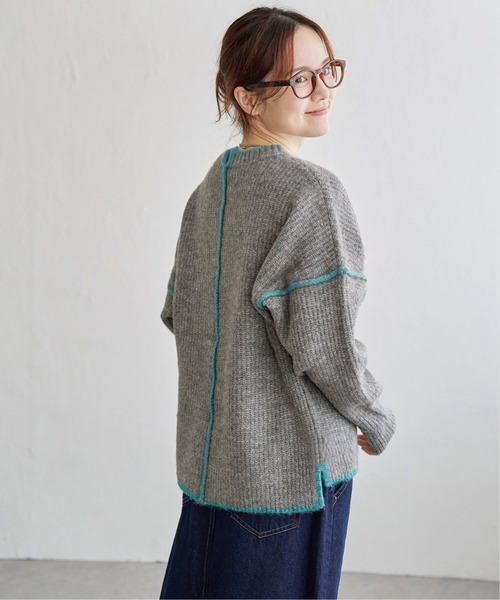 LBC（エルビーシー）の「ステッチ配色畦ラインニットプルオーバー（ニット/セーター・レディース・ピンク/ミント/オフホワイト/グレー・M/L）」の13枚目の写真