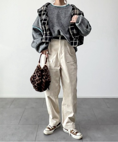 LBC（エルビーシー）の「ステッチ配色畦ラインニットプルオーバー（ニット/セーター・レディース・ピンク/ミント/オフホワイト/グレー・M/L）」の17枚目の写真