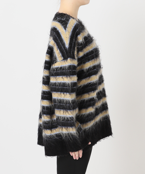 JOURNAL STANDARD（ジャーナルスタンダード）の「マルチボーダーシャギーニット（ニット/セーター・レディース・ブラック/マスタード・FREE）」の18枚目の写真