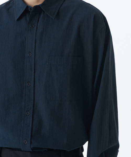MUSINSA STANDARD（ムシンサスタンダード）の「リラックスドナチュラルタッチシャツ[ネイビー]（シャツ/ブラウス・メンズ・その他・SMALL/MEDIUM/LARGE/X-LARGE/XX-LARGE）」の4枚目の写真