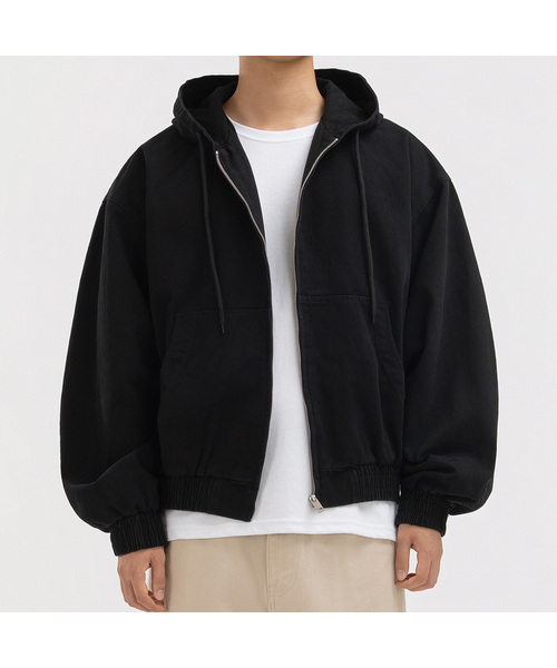 UNDEROFF(アンダーオフ)の「クロップフードジップアップワークジャケットブラック(その他アウター・メンズ・ブラック・MEDIUM/LARGE/X-LARGE)」の1枚目の写真