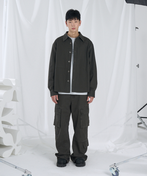 SLOWACID（スローアシッド）の「ウォッシュドヘリンボーンシャツジャケット[チャコール]（シャツ/ブラウス・レディース・その他・SMALL/MEDIUM/LARGE）」の6枚目の写真